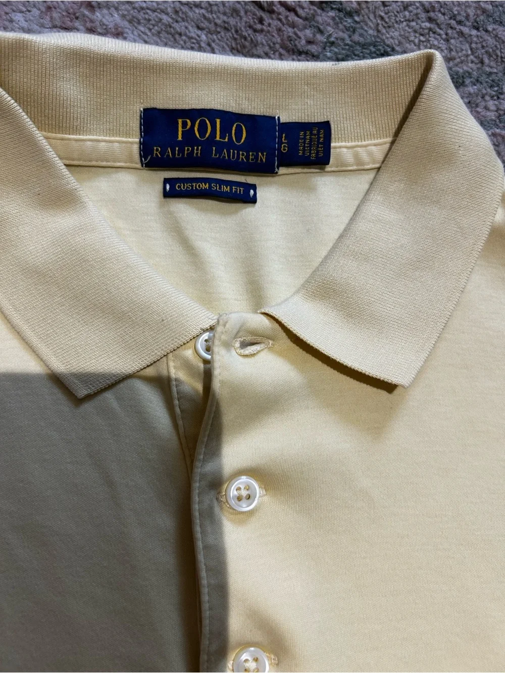 Ralph Lauren Light Yellow Polo Shirt with Blue Pony large slim fit